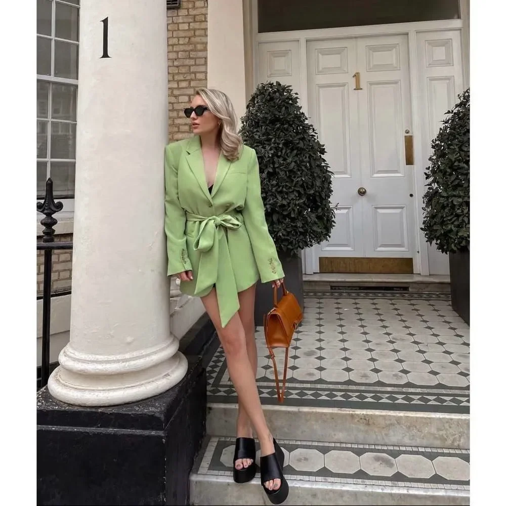 ZARA Belted Green Blazer Jacket New Bloggers - Picture 5 of 6
